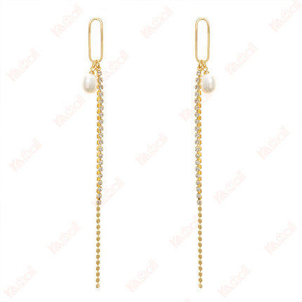 cheap plated long fringe earrings